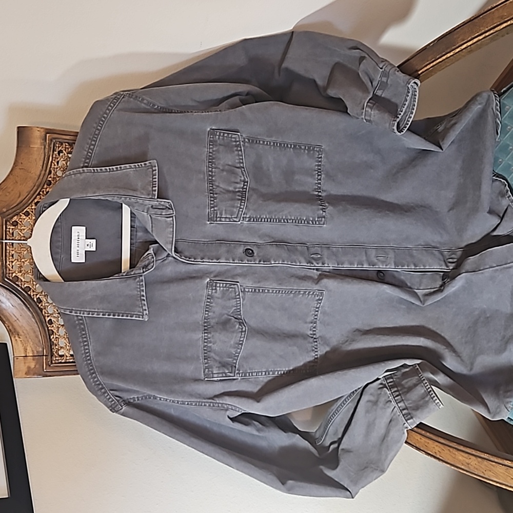 Mens long sleeve button up thick heavy duty Free Assembly shirt mens XL
